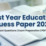 1st Year Education Guess Paper 2026 showing important questions, exam preparation tips, and PDF download guide for Pakistan board students