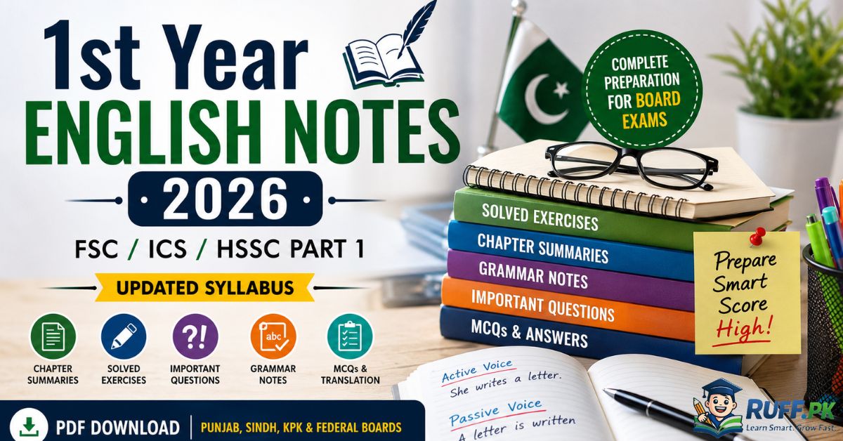 1st Year English Notes 2026 PDF Download for Punjab, Sindh, KPK & Federal Boards