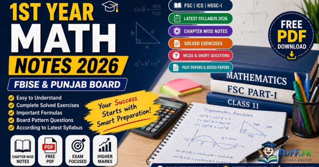 1st Year Math Notes 2026 PDF Download for Punjab Board & FBISE