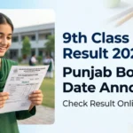9th Class Result Date 2026 Punjab Board online with expected August result date and SMS option displayed