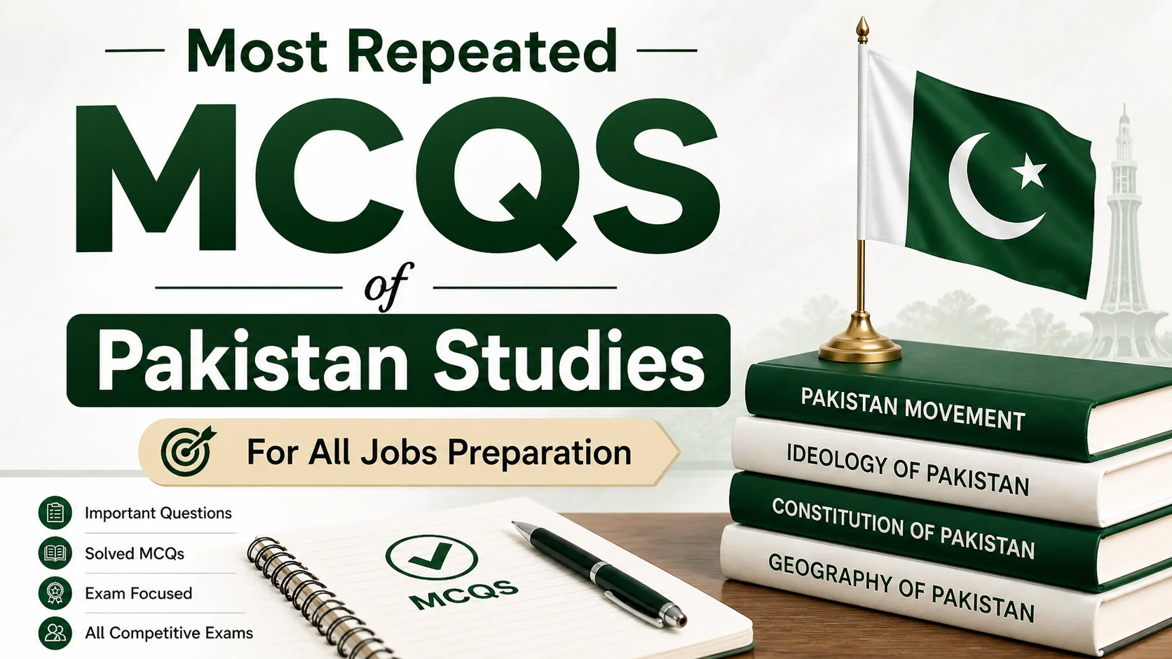 most repeated MCQs of Pakistan Studies