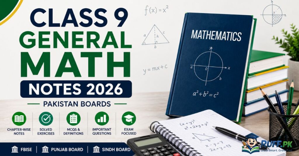 Class 9 General Math Notes 2026 | Chapter-Wise Solved Exercises, MCQs & PDF Guide