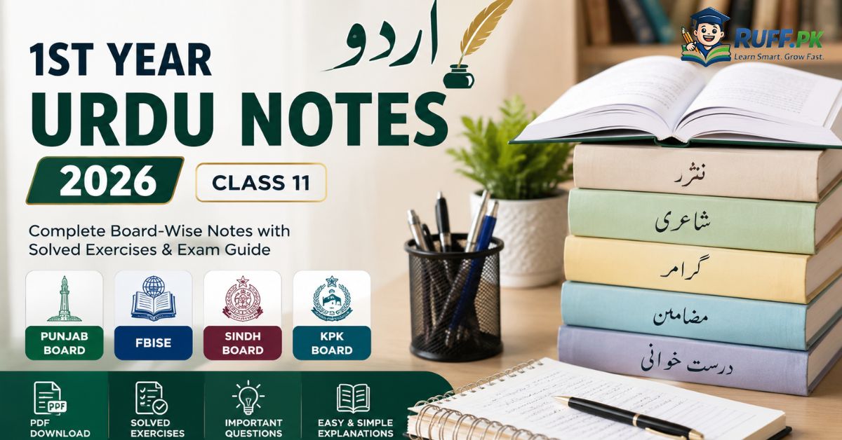 1st Year Urdu Notes 2026 Complete Board-Wise PDF, Solved Exercises