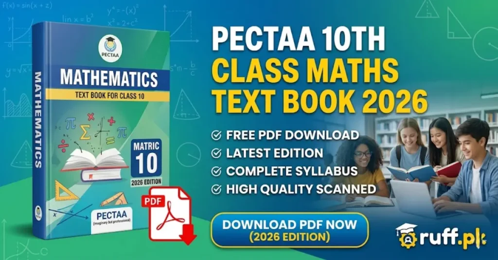 PECTAA 10th Class Maths Text Book 2026/27 PDF Download PDF download for Matric students with ruff.pk branding.